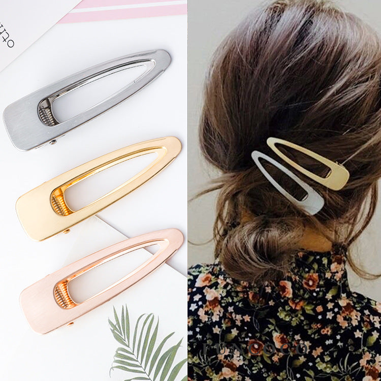 Personality retro style brushed metal hairpin bangs clip