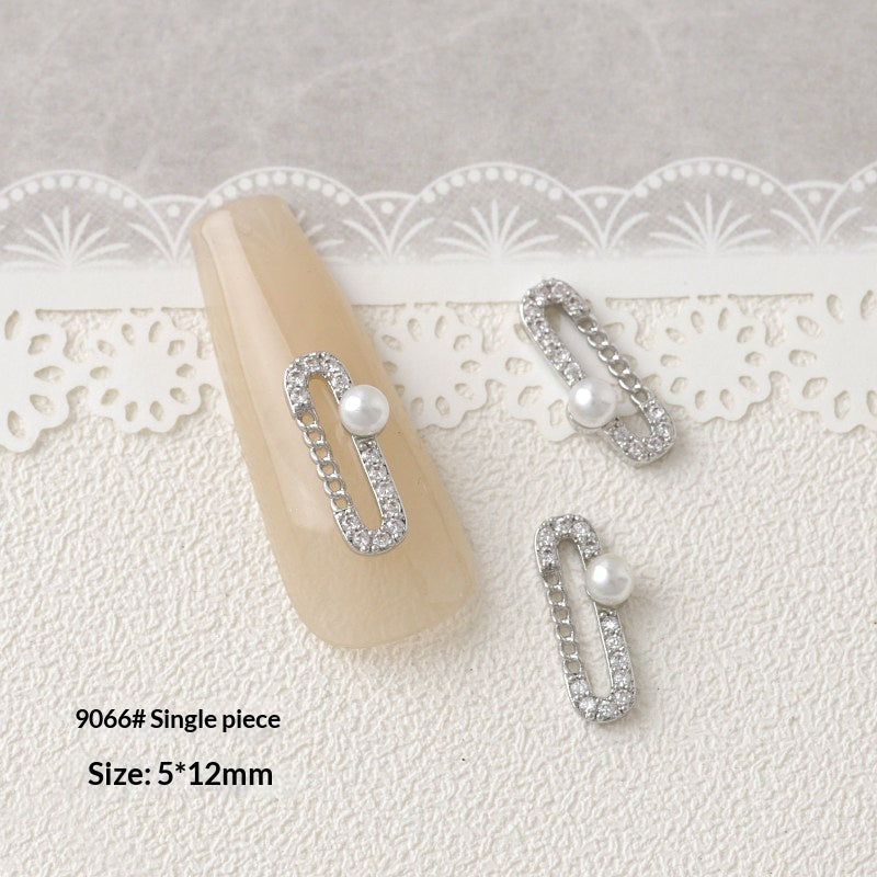 Silver Zircon Bow Nail Art Accessories