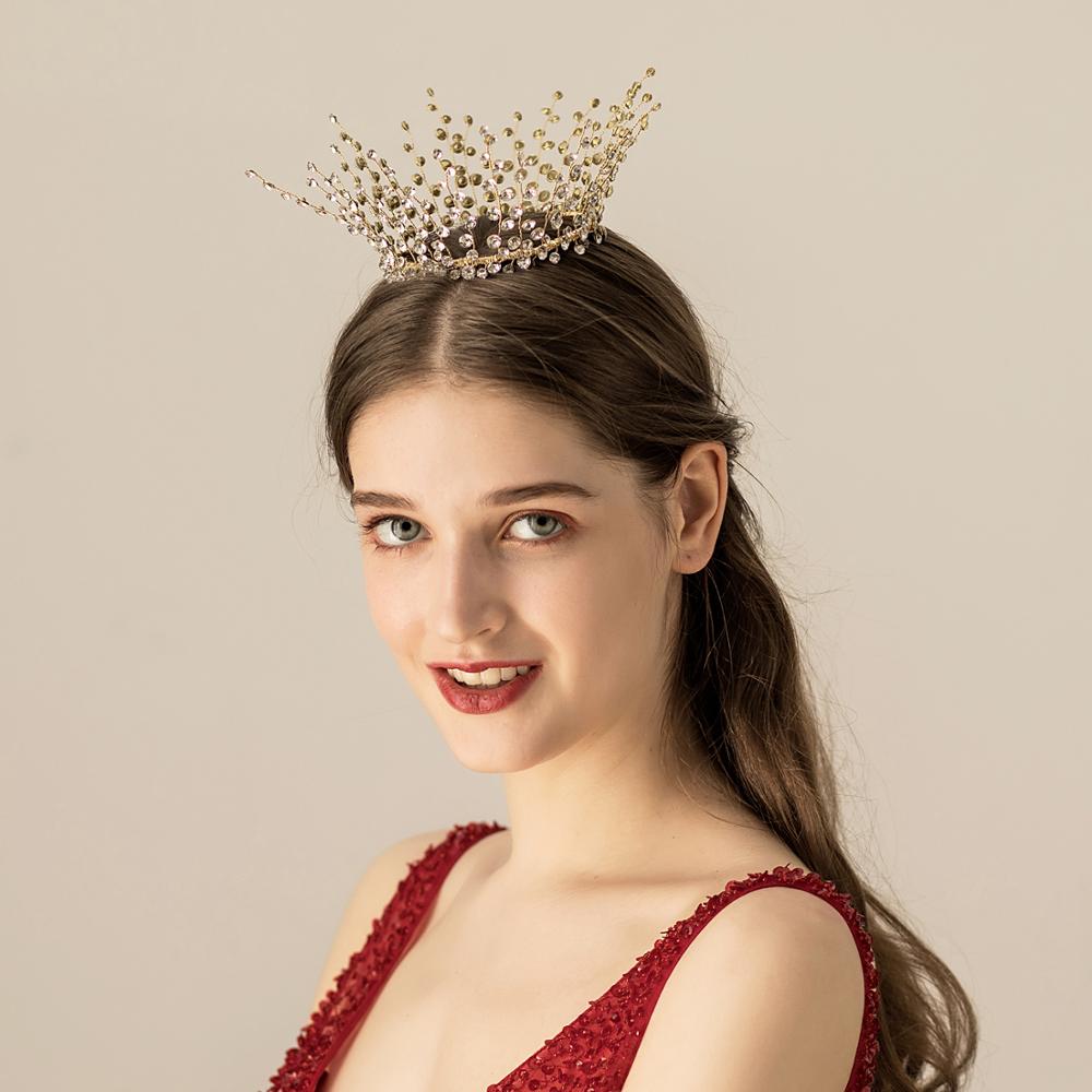 Handmade Full Diamond Bridal Crown Wedding Banquet Headdress