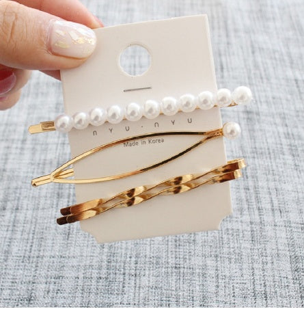 Metal pearl hairpin combination