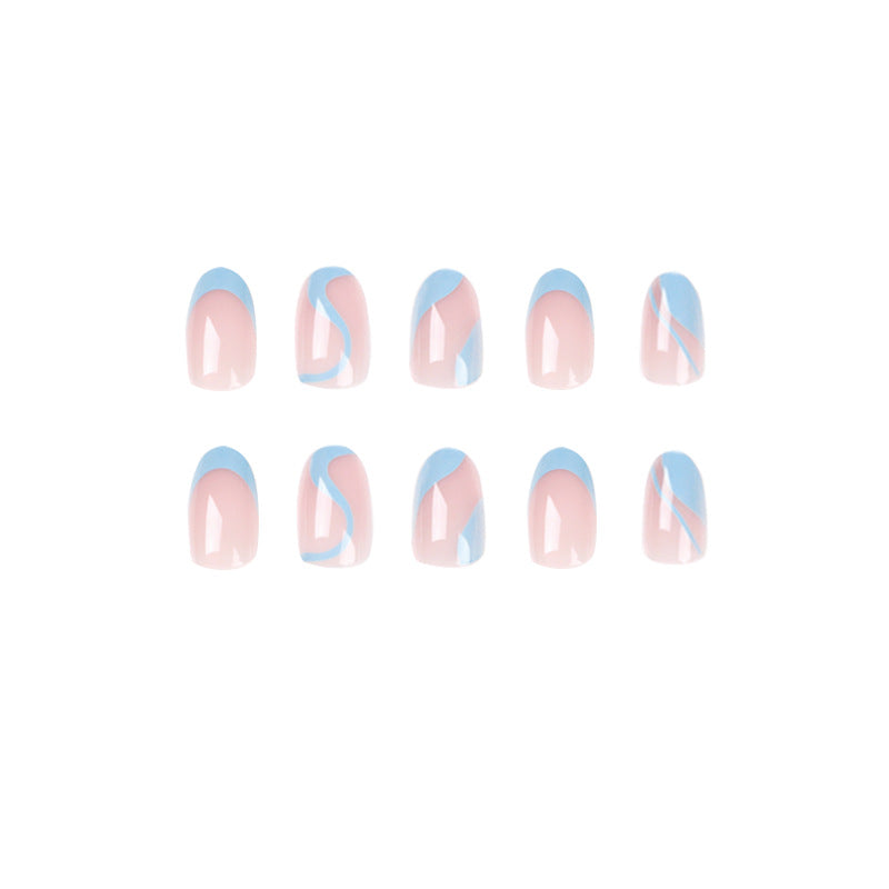 French Blue Wave Nail Sticker Finished Detachable