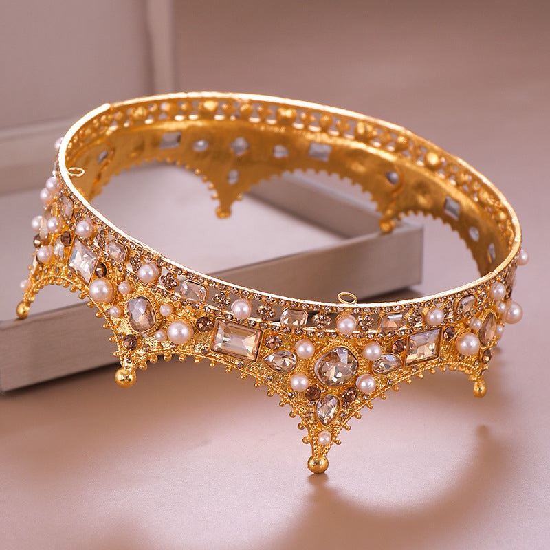 Crown headdress full circle diamond pearl New Retro