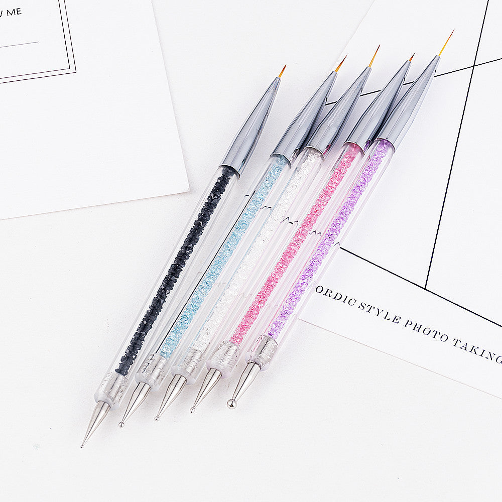 5pcs Set Of Brushes, Point Drill, Draw Line And Painted Nail Pen
