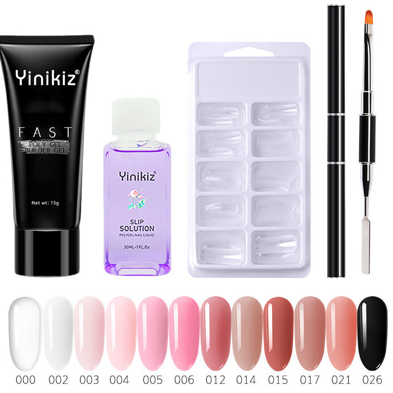 Yinikiz Poly Extension Nail Gel Set 15ml 12 Colors White Clear Crystal UV Builder Gel
