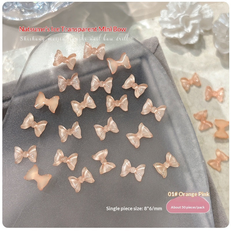 50-piece Ice-Transparent Bow Tie Resin Nail Art Accessories
