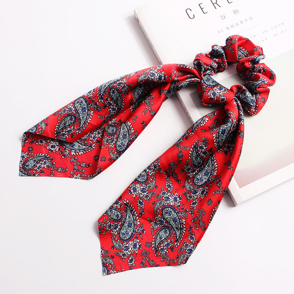 Ribbon Ponytail Printed Large Intestine Hair Tie
