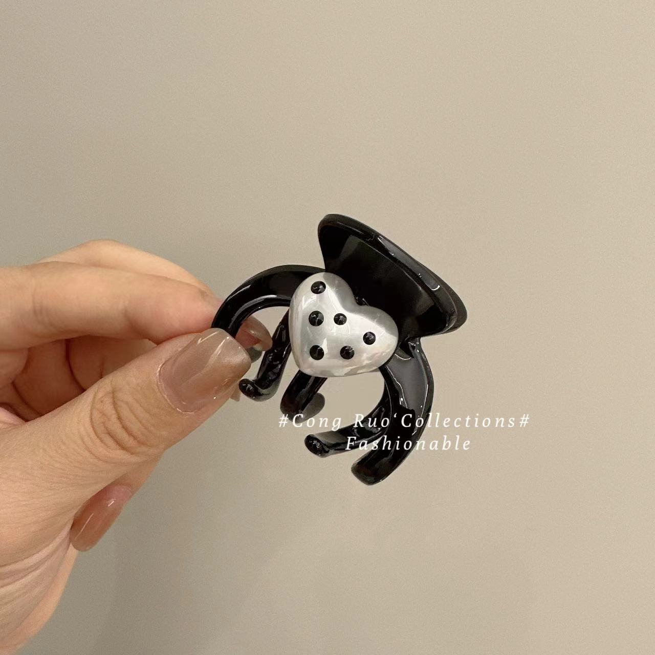 Polka Dot Love Heart-shaped Hairpin Female Accessories