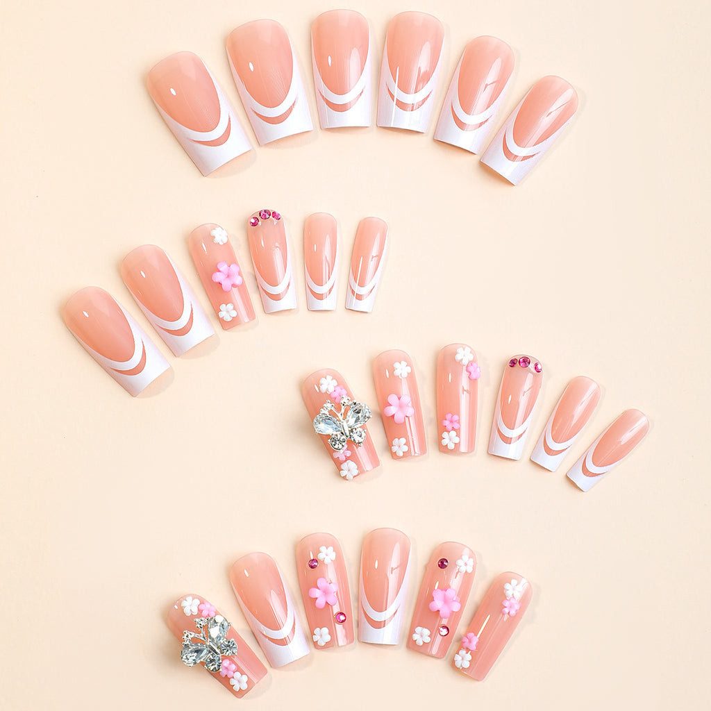 Women's Fashion French Style Bow Flower Nail Art