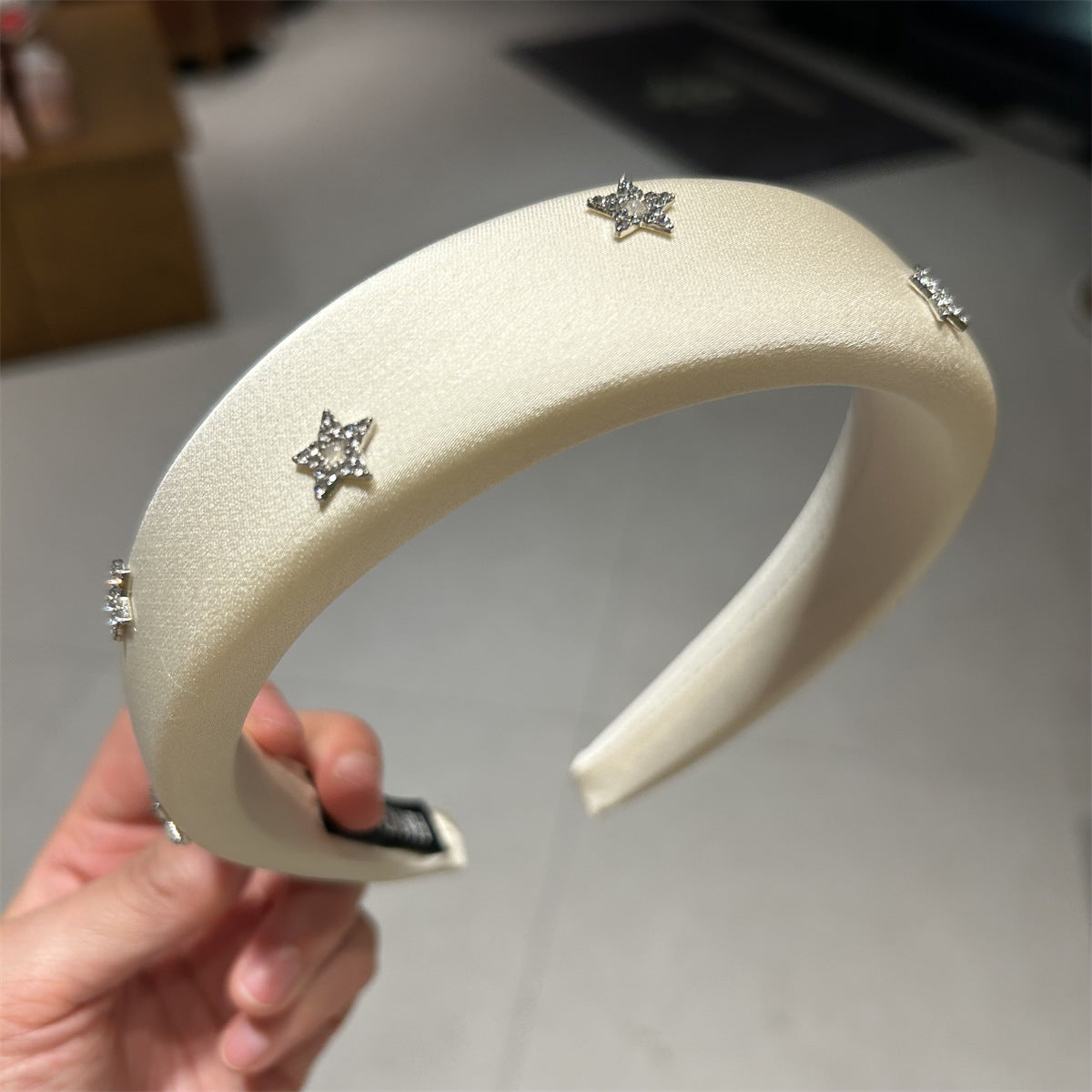 Headband For Women High-Crown Headband With Starry Rhinestones Hair Clip For Flyaways