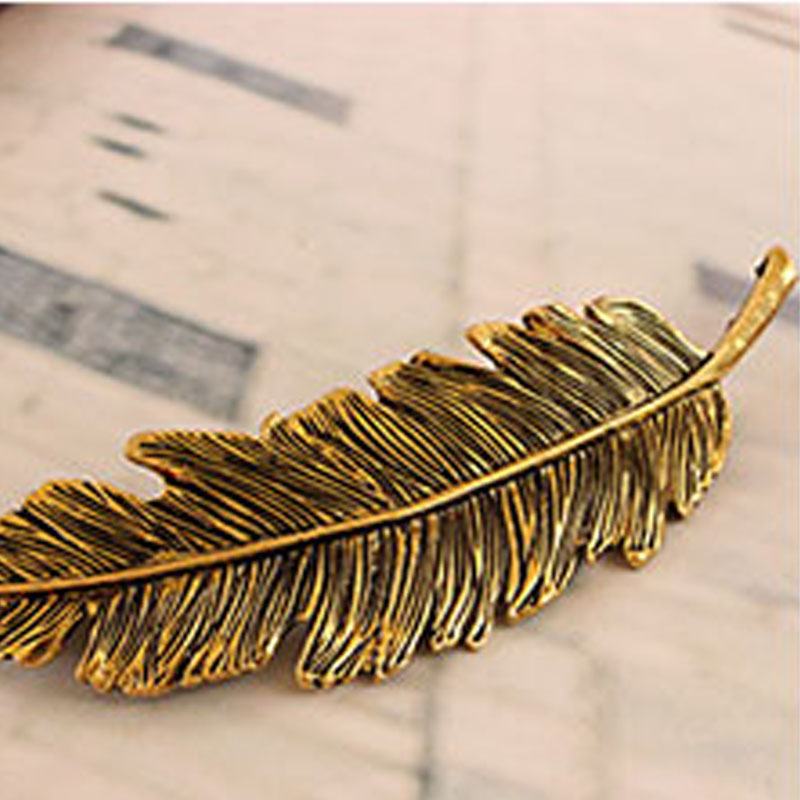 Fashion Lady Feather Leaf Spring Hairpin