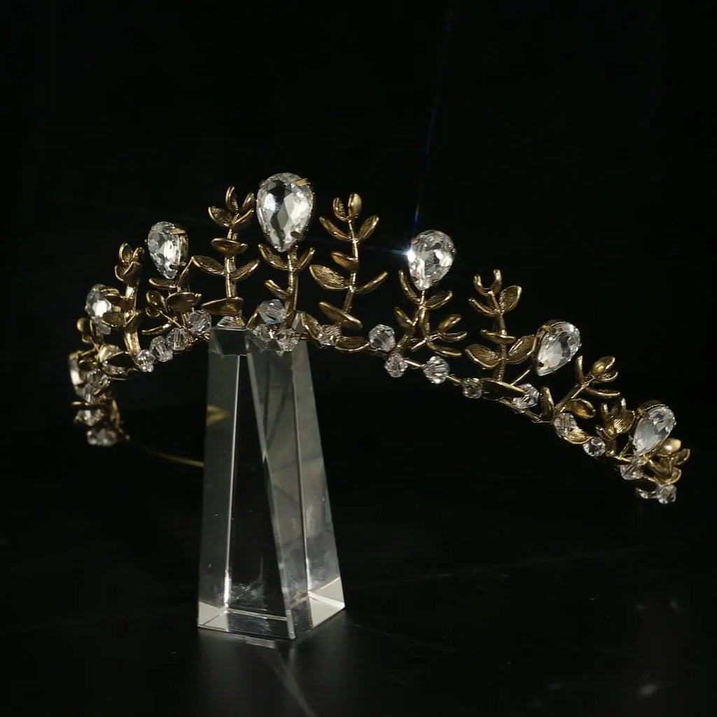 Vintage Alloy Rhinestone Crystal Bridal Headdress Crown