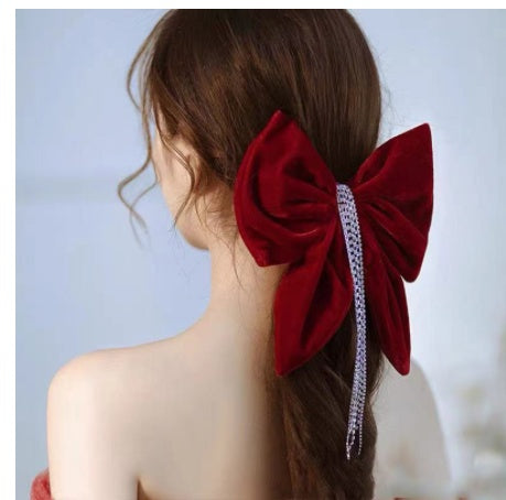 Red Hair Pin Flower Hair Clips Earrings Set Women Headdress