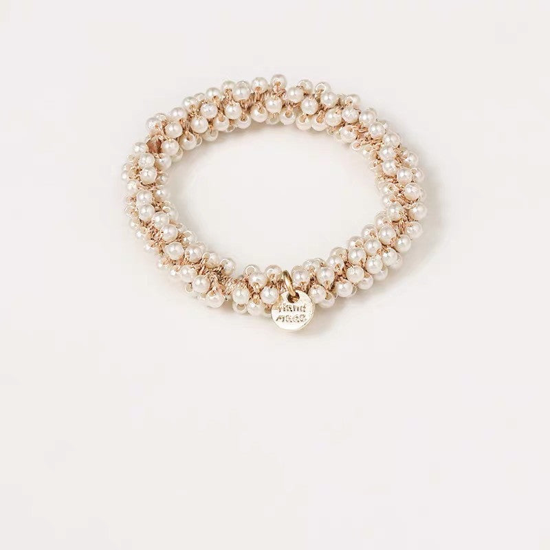 Ladies crystal imitation pearl hair rope