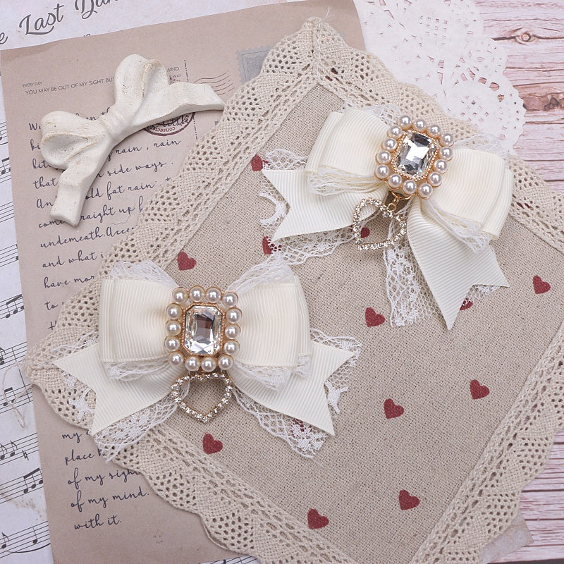 Sweet Cute Mass-produced Headdress Lace Bow Rhinestone