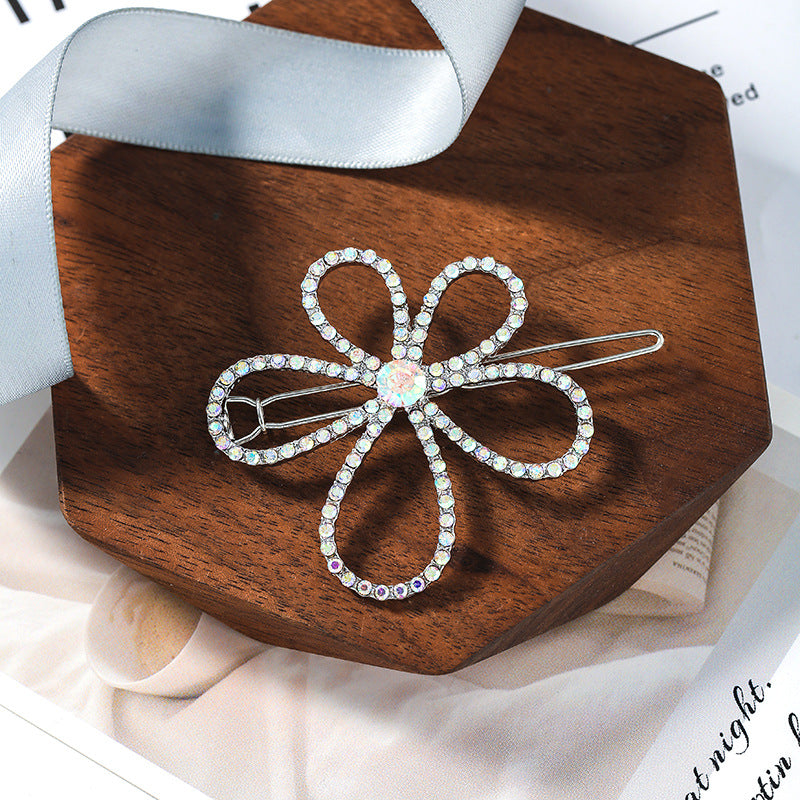 Rhinestone Flower Hairpin Female Hollow Small Flower Lace Clip Hairpin