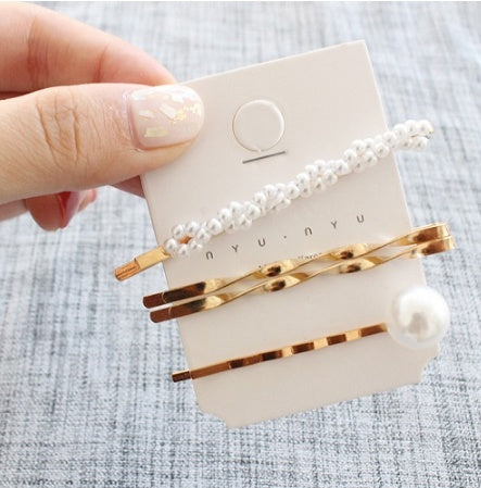 Metal pearl hairpin combination