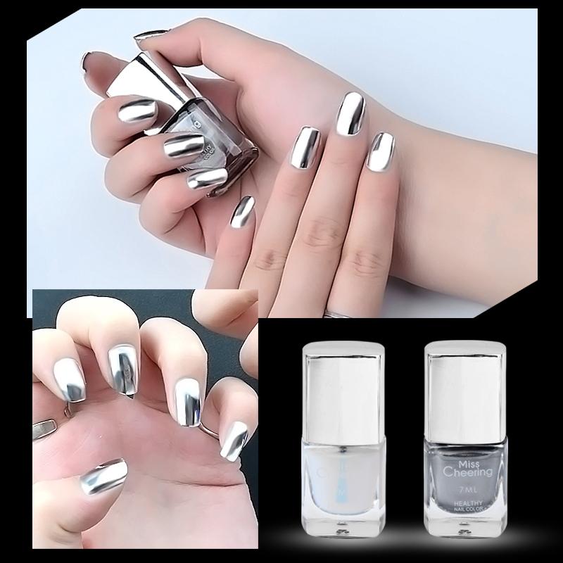 Misscheering Mirror Silver Nail Polish Base Coat Manicure Nail Treament