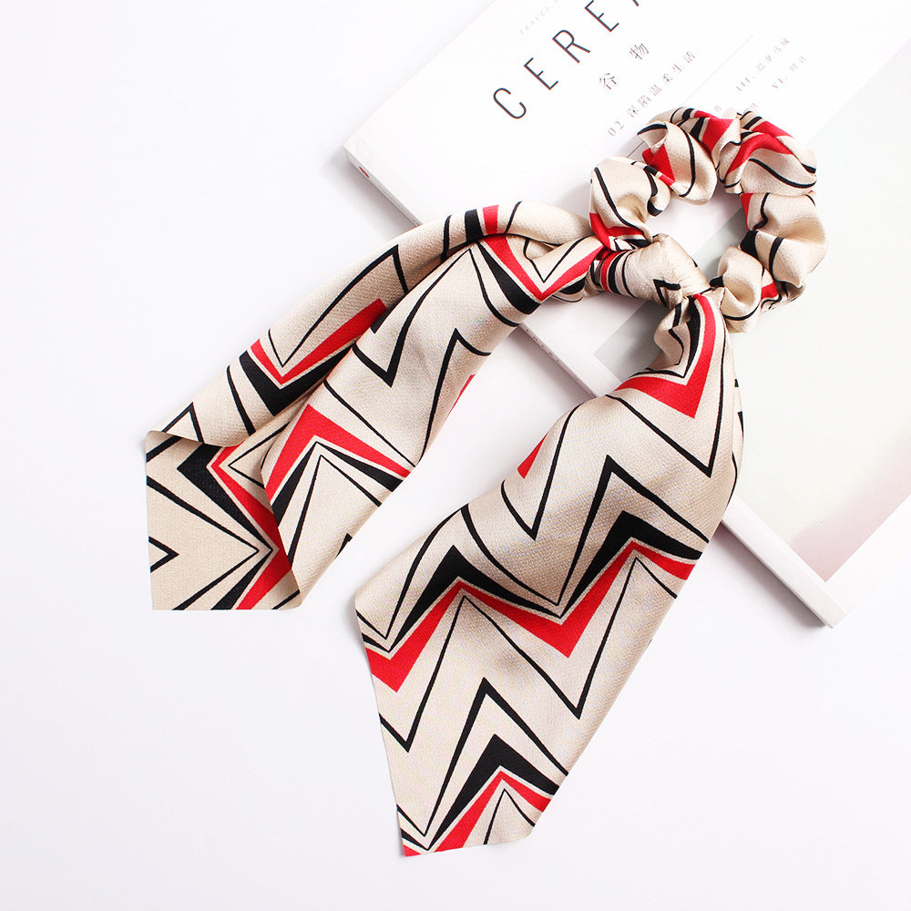 Ribbon Ponytail Printed Large Intestine Hair Tie