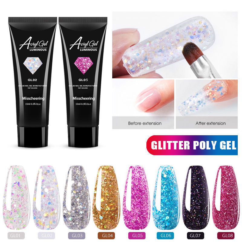 Acryl Gel Glitter Nail Extension Gel Painless and Rapid Nail Extension