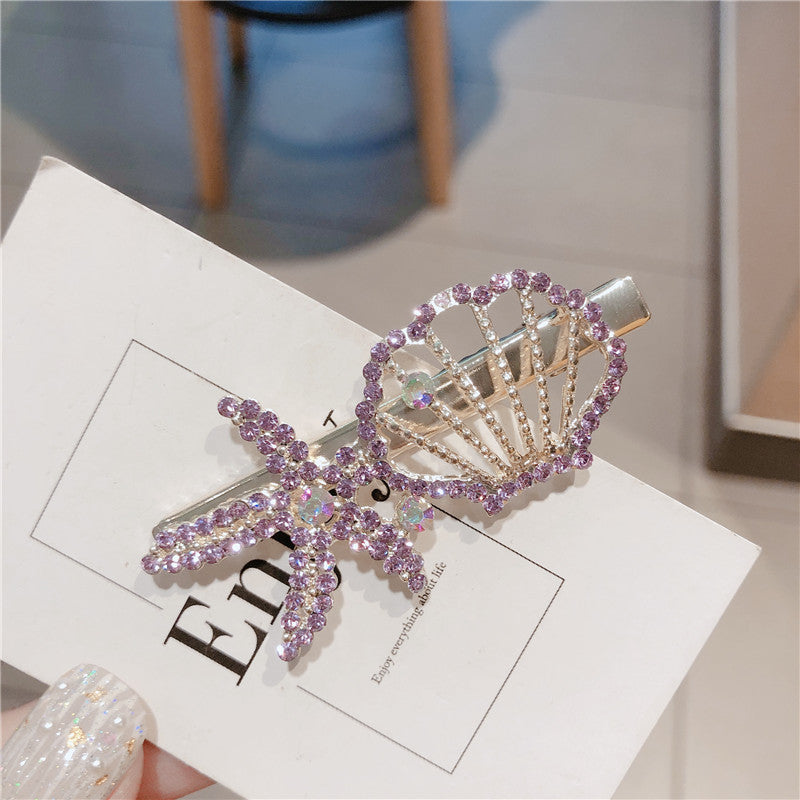 Purple flashing diamond girl full of diamond hair clips