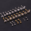 Curved Rod Cochlear Nail Stainless Steel Zircon Eyebrow Nail Creative