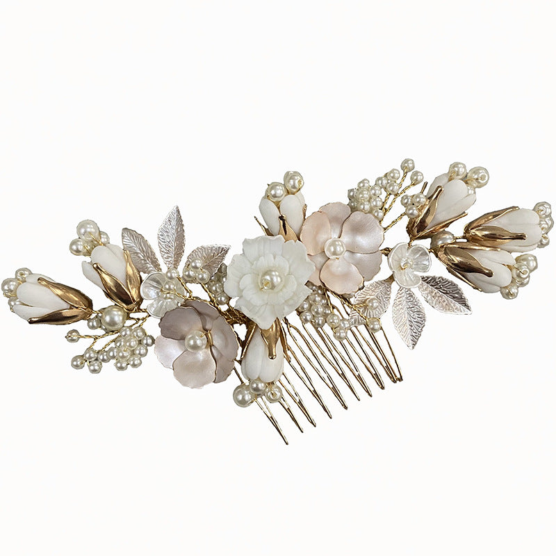 Wedding Bride Pastoral Ceramic Flower Headwear Comb Accessories