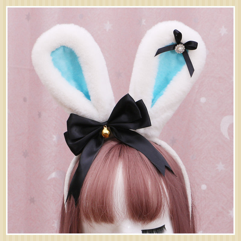 Lolita Animal Ears Accessories Diamond Bowknot Plush Rabbit Ears Headband