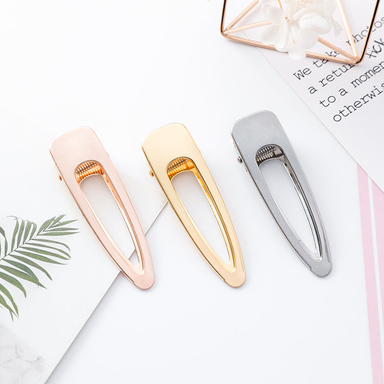 Personality retro style brushed metal hairpin bangs clip