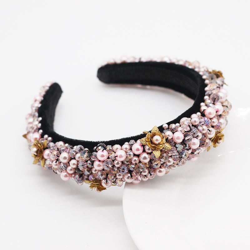 Luxury headband with crystal metallic flower