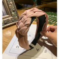 Korean Version of Solid Color Braided Wide-brimmed Fabric Headband