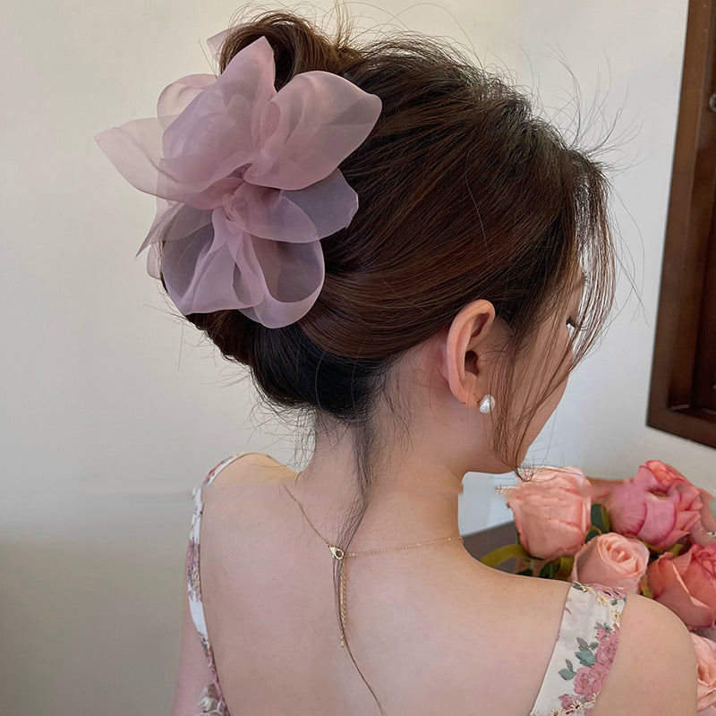 Mesh Bow New Headwear Temperament Large Hair Clip