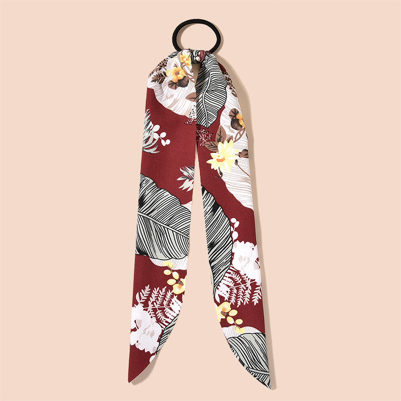 Ribbon silk cloth floral hair rope