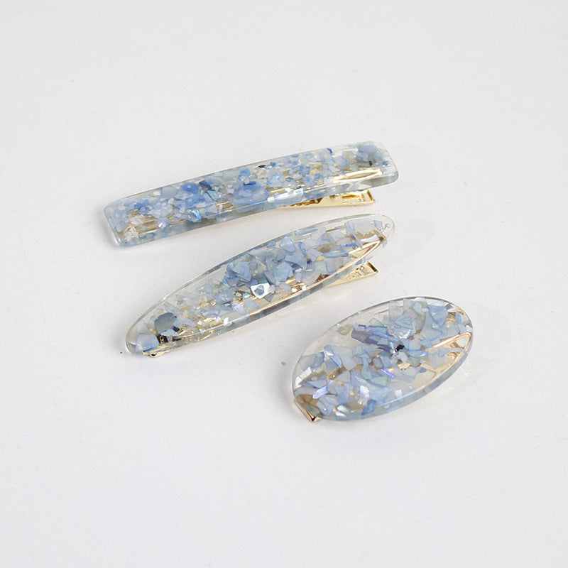 Japanese ins wind hairpin hair accessories magic color shell water droplets rectangular bangs word side clip hairpin hair accessories Korean version