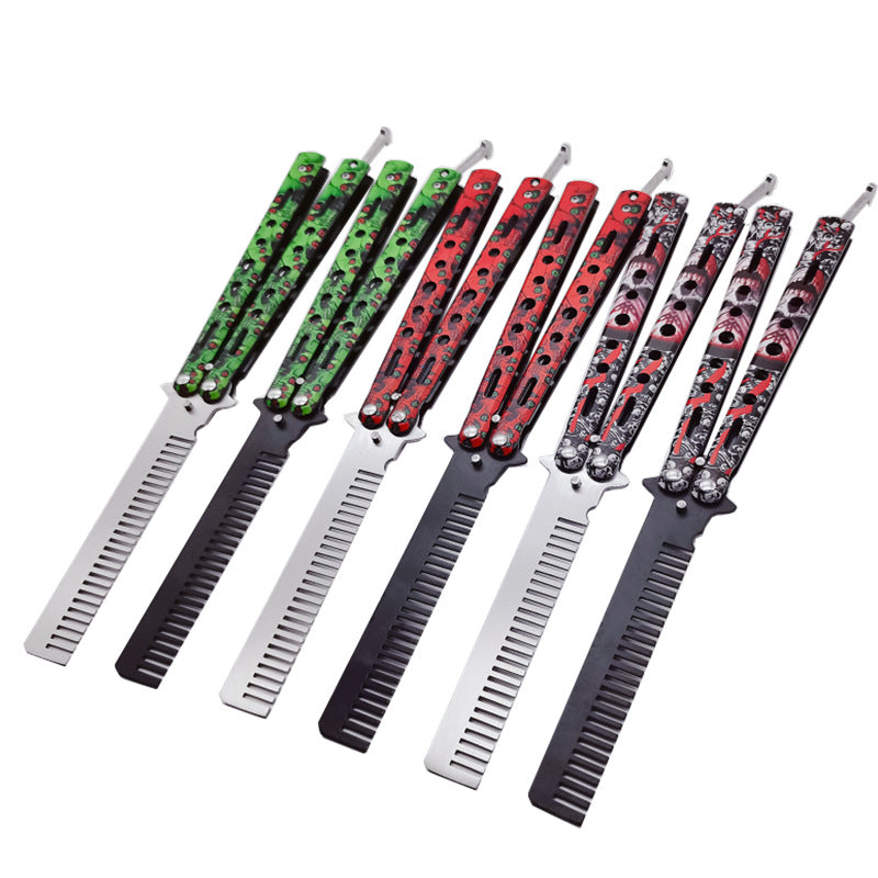 Butterfly Folding Knife Not Open Blade 3D Practice Butterfly Comb