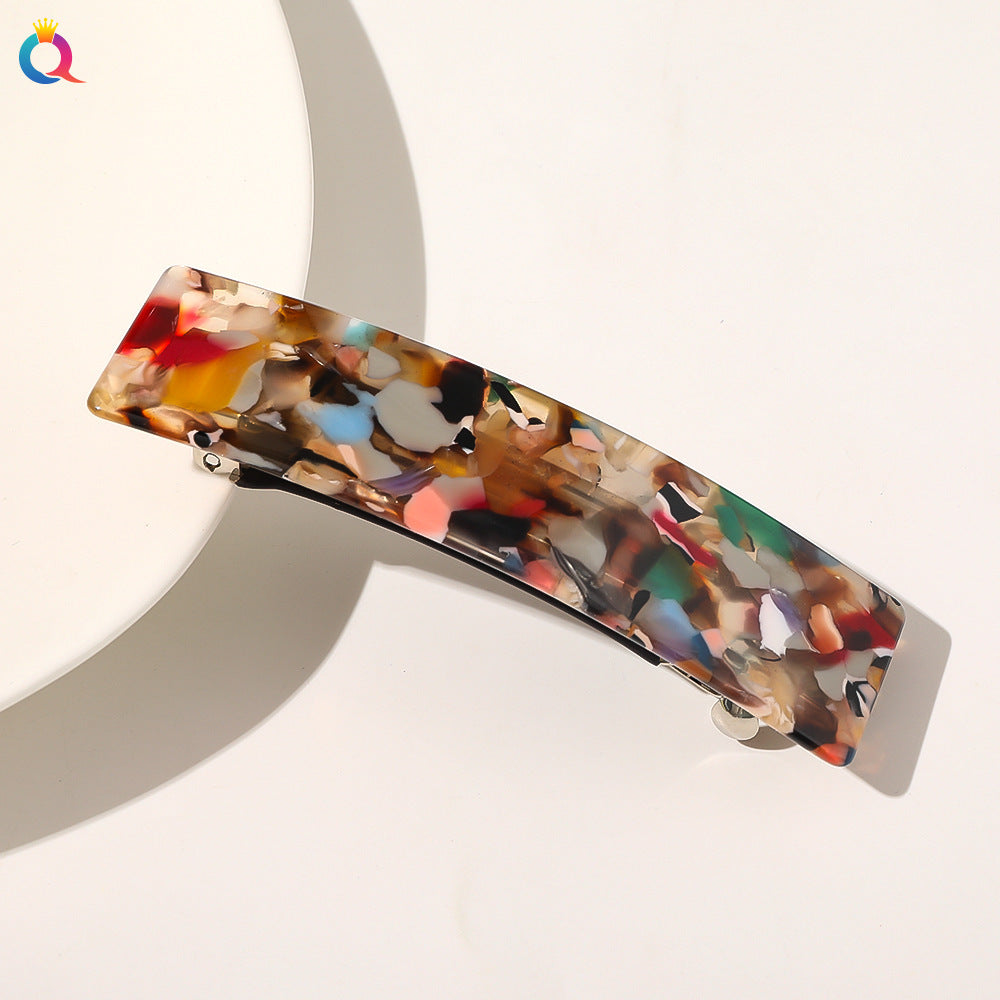 Square Grip Acetate Acrylic Spring Clip Hair Accessory