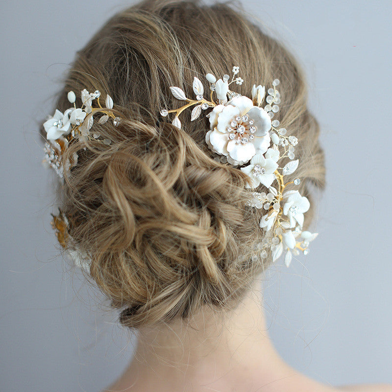 Bridal Tiara Handmade Ceramic Hair Comb Set
