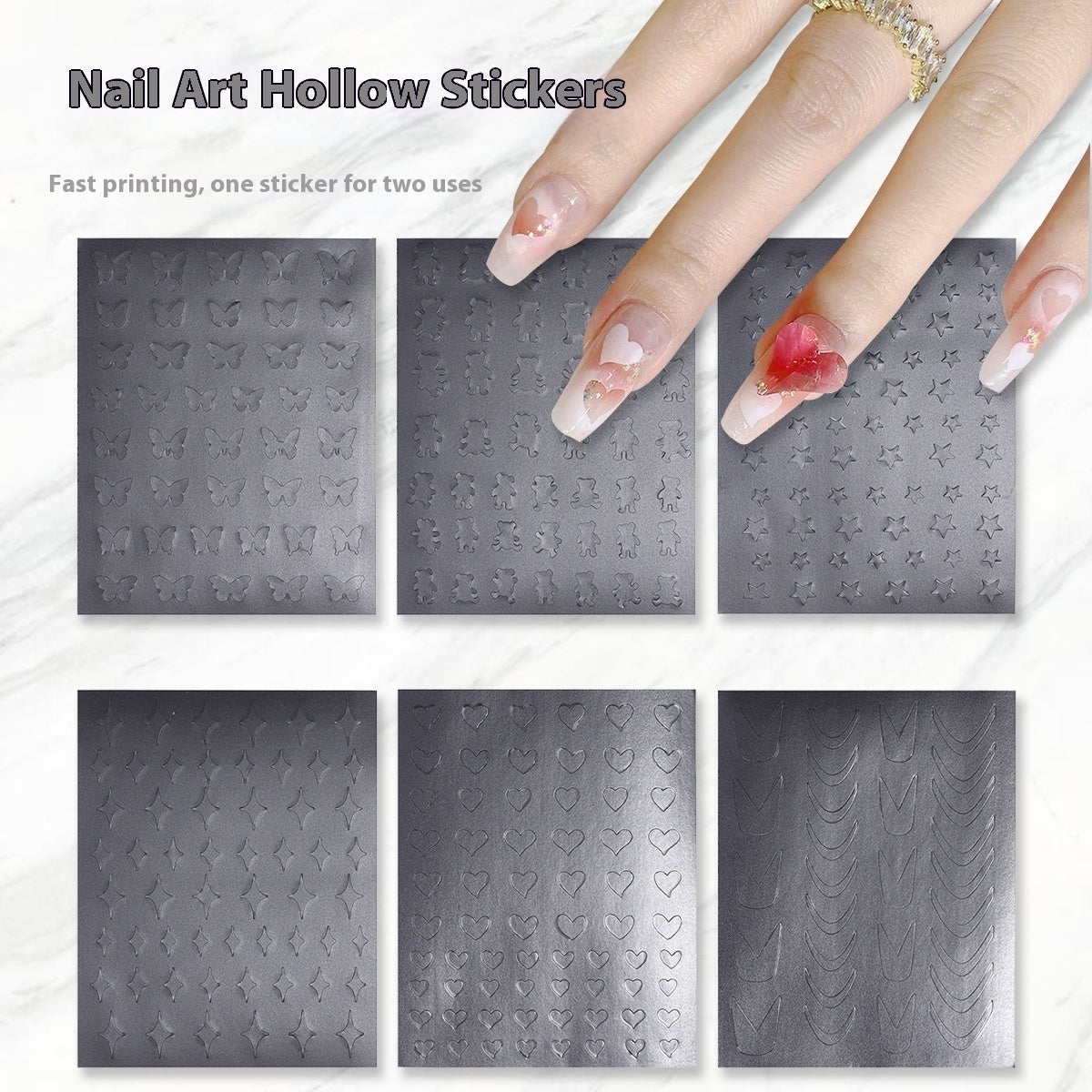 French Nail Painting Hollow Sticker