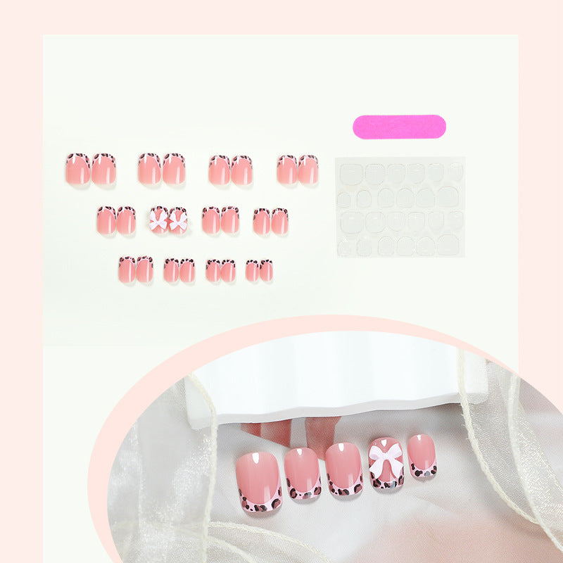 Short Wear Nail Sticker Bow Leopard Print