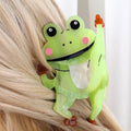 Large Size Funny And Cute Frog With Coiled Hair And Snake Claw Clip