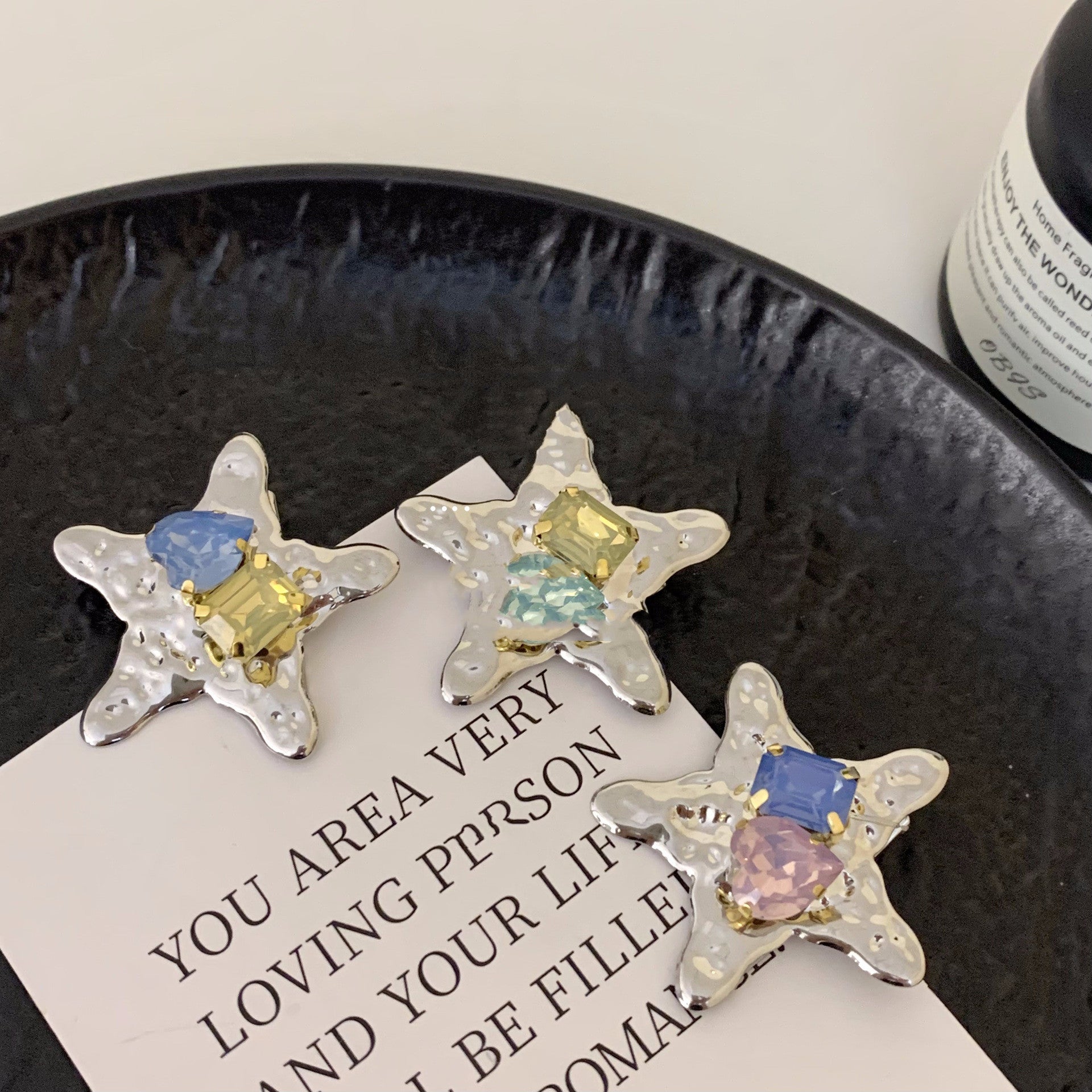 Colorful Rhinestone Five-pointed Star Duckbill Clip Retro