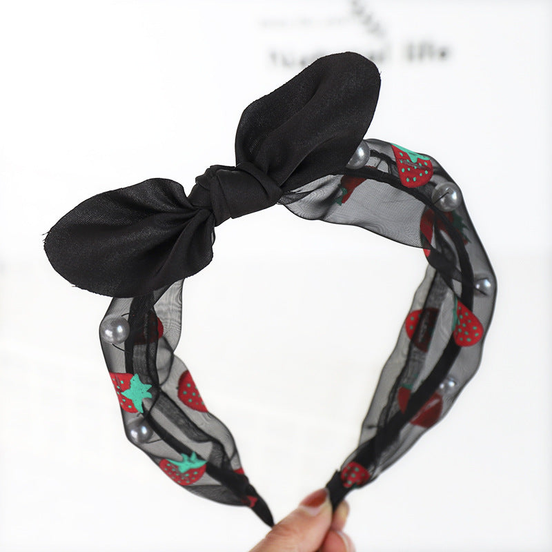 Printed Fruit Strawberry Headband Cute Bow Headband