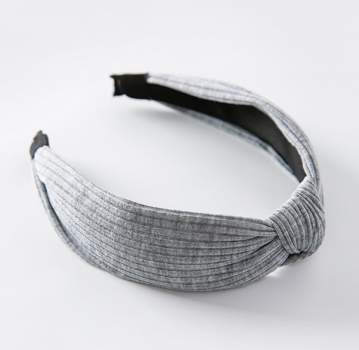 Simple solid color knit knotted wide-brimmed vintage headband versatile hair accessories