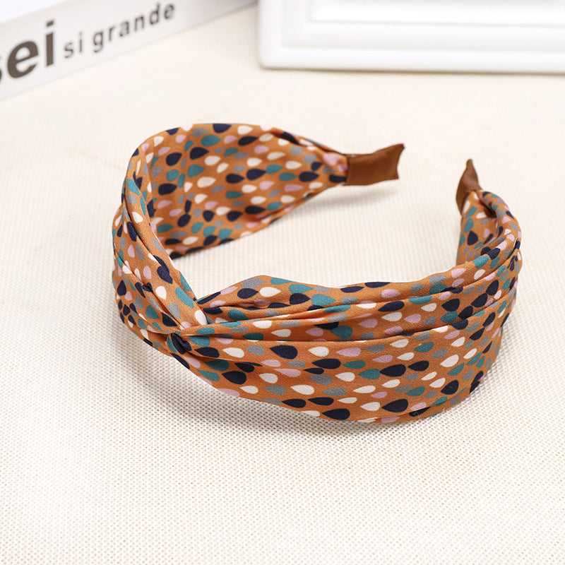 Simple Headband Printed Fabric Wide Brim Headdress