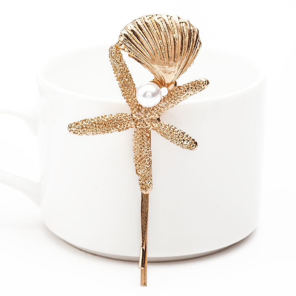 Conch shell starfish hairpin