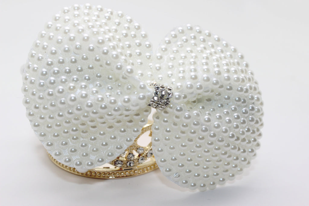 Bow Tiara Pearl Hair Clip
