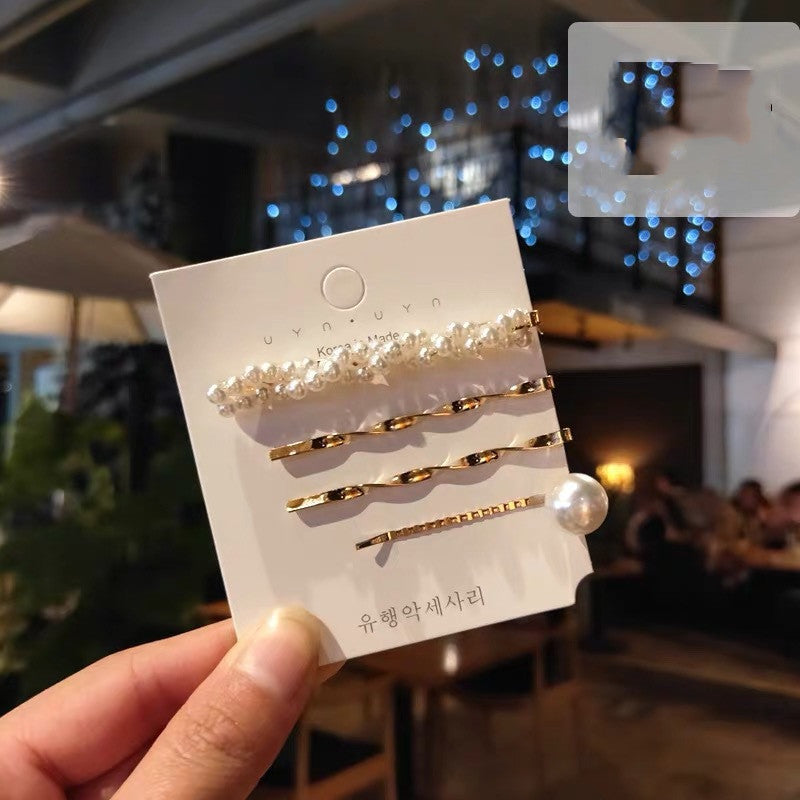 Pearl hairpin female Korean suit hairpin side clip