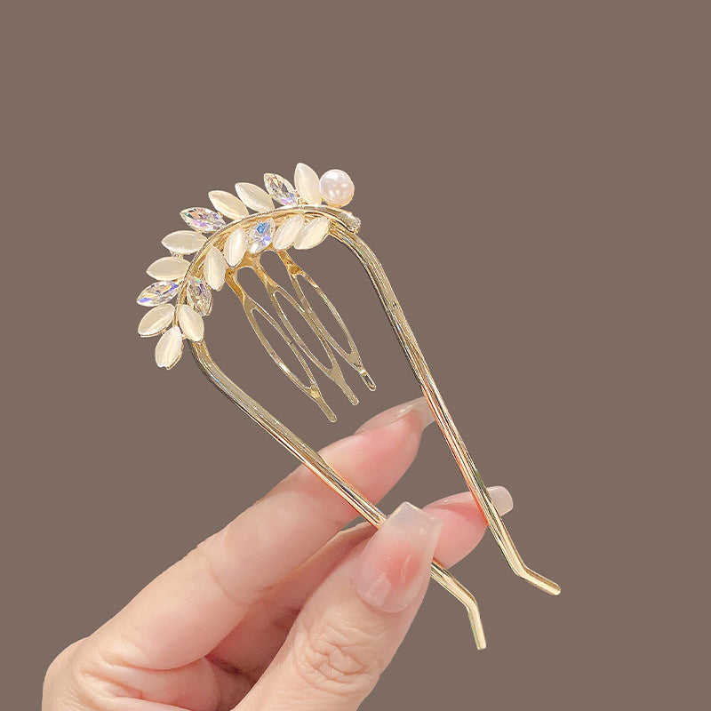 New Chinese Elegant Pearl Butterfly U-shaped Hair Pin Advanced Back Head Updo
