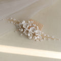 White Ceramic Flower Bridal Hair Comb Shell