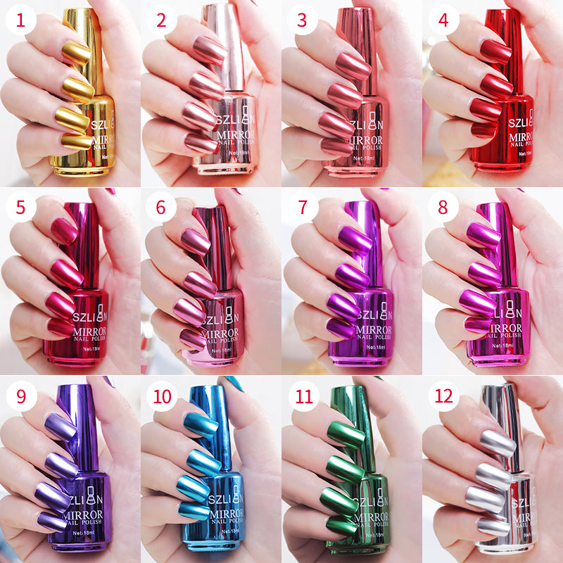 SZLIAN Mirror silver nail polish metal color stainless steel