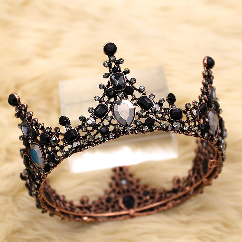 Retro round ornament and integral crown headdress